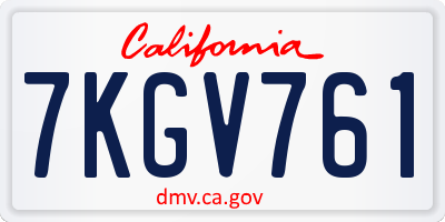 CA license plate 7KGV761