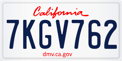 CA license plate 7KGV762