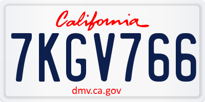 CA license plate 7KGV766