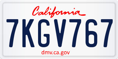 CA license plate 7KGV767