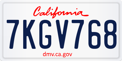 CA license plate 7KGV768