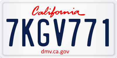 CA license plate 7KGV771