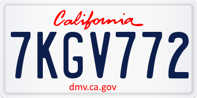 CA license plate 7KGV772