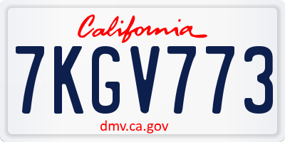 CA license plate 7KGV773