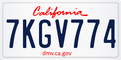 CA license plate 7KGV774