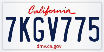CA license plate 7KGV775