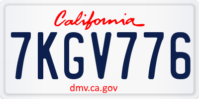 CA license plate 7KGV776