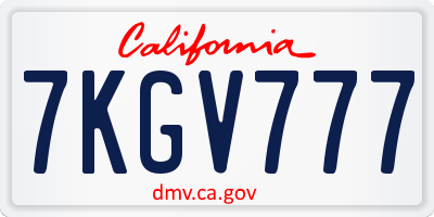 CA license plate 7KGV777