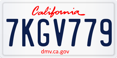 CA license plate 7KGV779