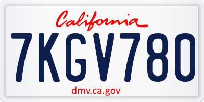 CA license plate 7KGV780