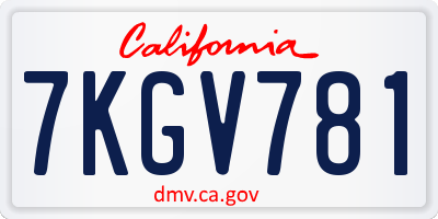 CA license plate 7KGV781