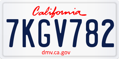 CA license plate 7KGV782