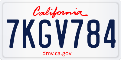 CA license plate 7KGV784