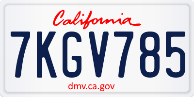 CA license plate 7KGV785