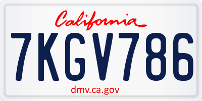 CA license plate 7KGV786