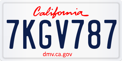 CA license plate 7KGV787
