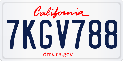 CA license plate 7KGV788