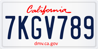 CA license plate 7KGV789