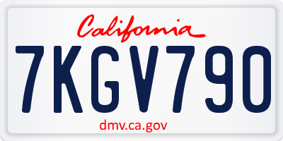CA license plate 7KGV790