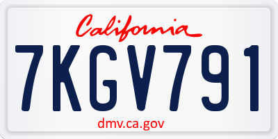 CA license plate 7KGV791