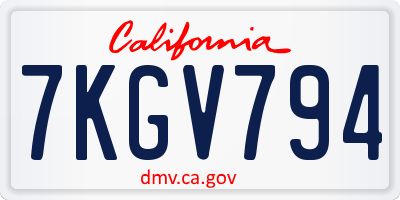 CA license plate 7KGV794