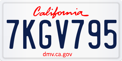CA license plate 7KGV795