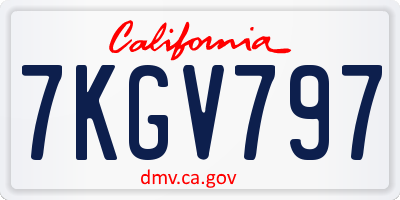CA license plate 7KGV797