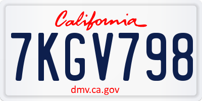 CA license plate 7KGV798