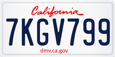CA license plate 7KGV799