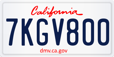 CA license plate 7KGV800