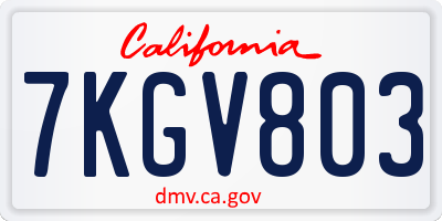 CA license plate 7KGV803