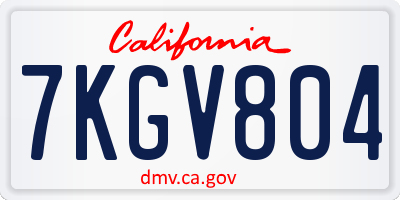 CA license plate 7KGV804