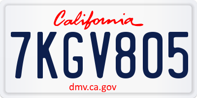 CA license plate 7KGV805