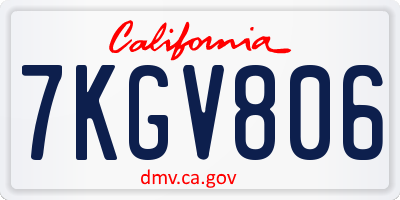 CA license plate 7KGV806