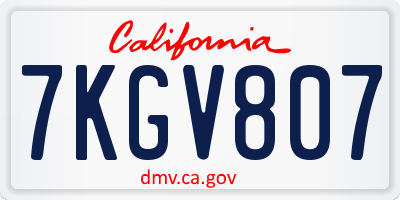 CA license plate 7KGV807