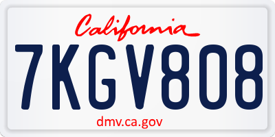 CA license plate 7KGV808