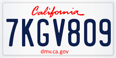 CA license plate 7KGV809