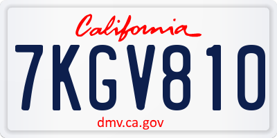 CA license plate 7KGV810