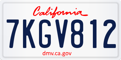 CA license plate 7KGV812