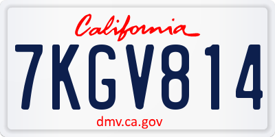 CA license plate 7KGV814