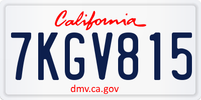 CA license plate 7KGV815