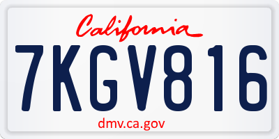 CA license plate 7KGV816