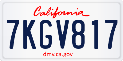 CA license plate 7KGV817