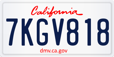 CA license plate 7KGV818