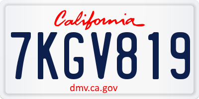 CA license plate 7KGV819