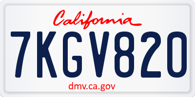 CA license plate 7KGV820