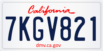 CA license plate 7KGV821