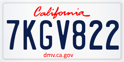 CA license plate 7KGV822