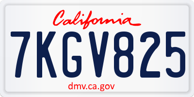 CA license plate 7KGV825