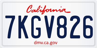 CA license plate 7KGV826